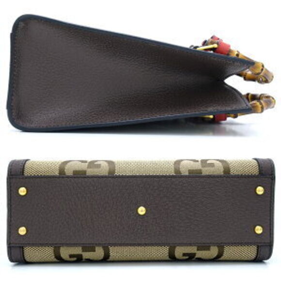 Gucci Diana Handbag Bamboo GG Canvas Brown Beige - Picture 2 of 9